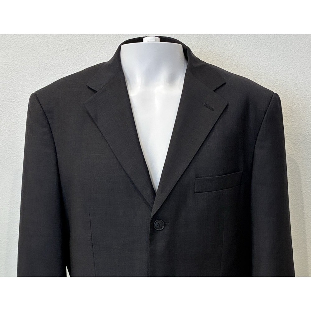 Santorelli Linea Blu Blazer 100% Super 140s ExtraFine Merino Wool Men 42R Black - Picture 2 of 16